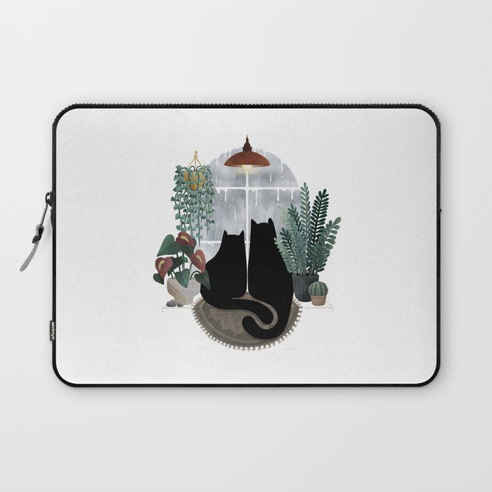 Rainy Day Cats (on white) Laptop Sleeve Gallery Image 1