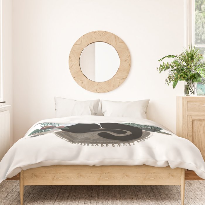 Rainy Day Cats (on white) Duvet Cover Gallery Image 3