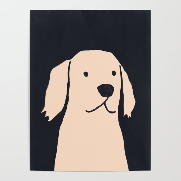 Golden retriever black and white version Poster Gallery Image 1