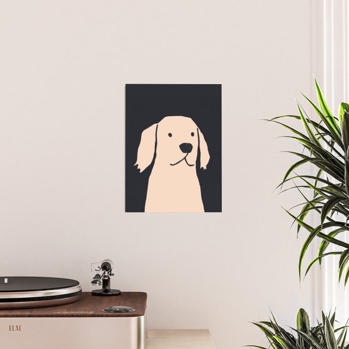 Golden retriever black and white version Poster Gallery Image 2