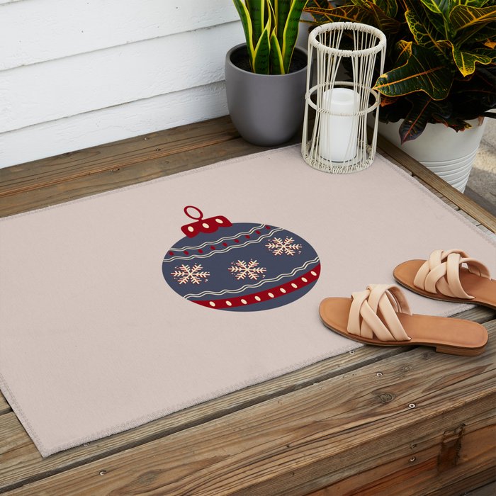 Christmas Bauble Blue And Red Outdoor Rug Gallery Image 2