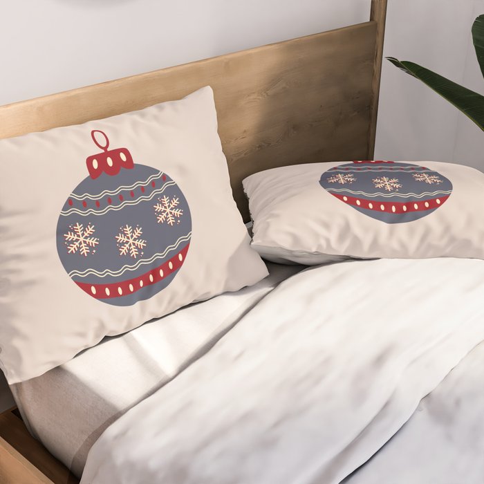 Christmas Bauble Blue And Red Pillow Sham Gallery Image 2