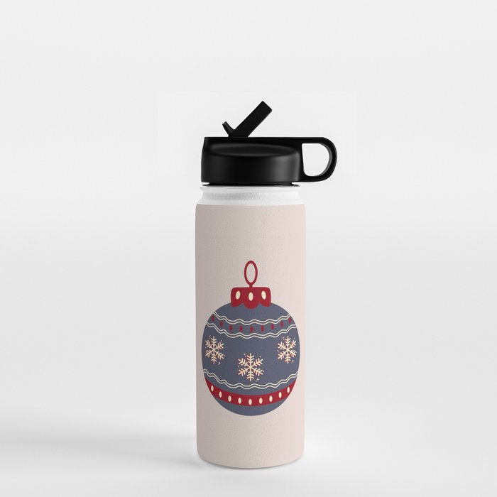 Christmas Bauble Blue And Red Water Bottle Gallery Image 1