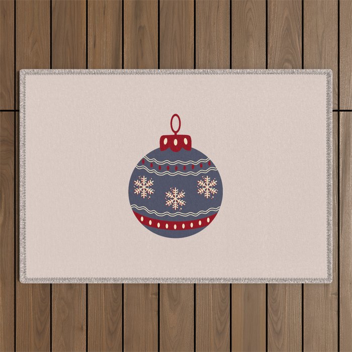 Christmas Bauble Blue And Red Outdoor Rug Gallery Image 1