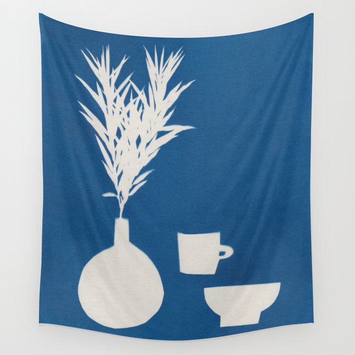 Cyanotype Still Life Studies #1 Wall Tapestry Gallery Image 4