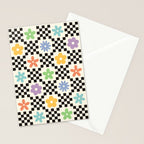 Retro Colorful Flower Double Checker Stationery Card Gallery Image 2