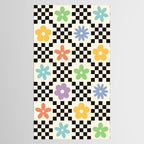 Retro Colorful Flower Double Checker Tablecloth Gallery Image 2
