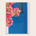 Blue Door in Santorini Greece - Pink Flowers by House - Fine Art Travel Photography Notebook Gallery Image 4