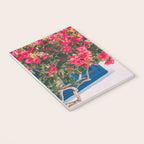 Blue Door in Santorini Greece - Pink Flowers by House - Fine Art Travel Photography Notebook Gallery Image 3