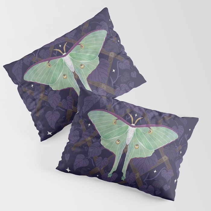 Night Trellis (Luna Moth) Pillow Sham Gallery Image 1