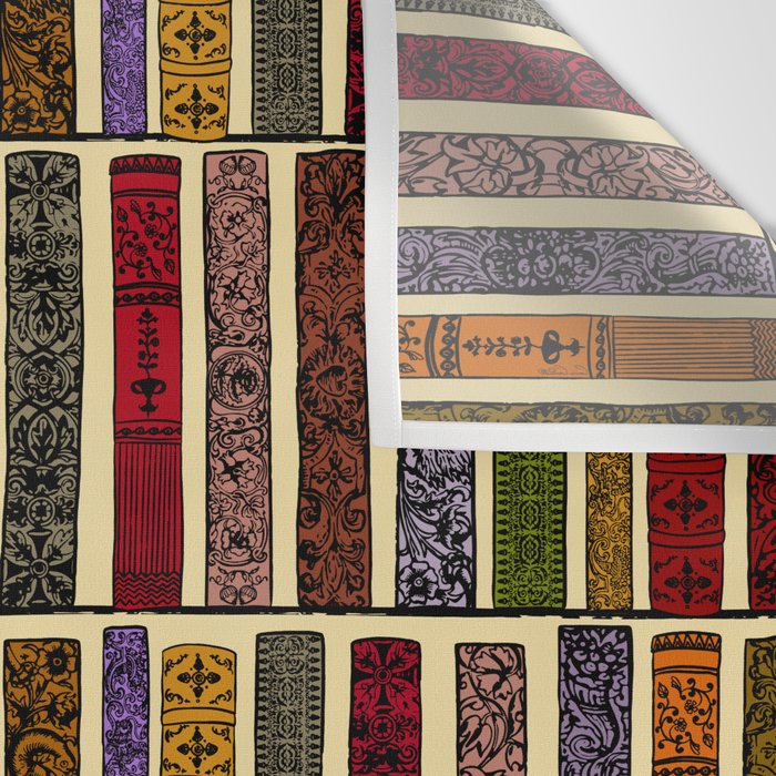 Whimsigothic Dark Academia Vintage Ornate Antique Books on Bookshelves Wall Tapestry Gallery Image 3