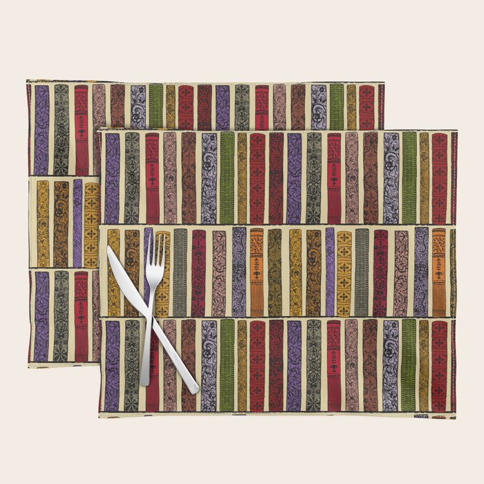 Whimsigothic Dark Academia Vintage Ornate Antique Books on Bookshelves Placemat Gallery Image 1
