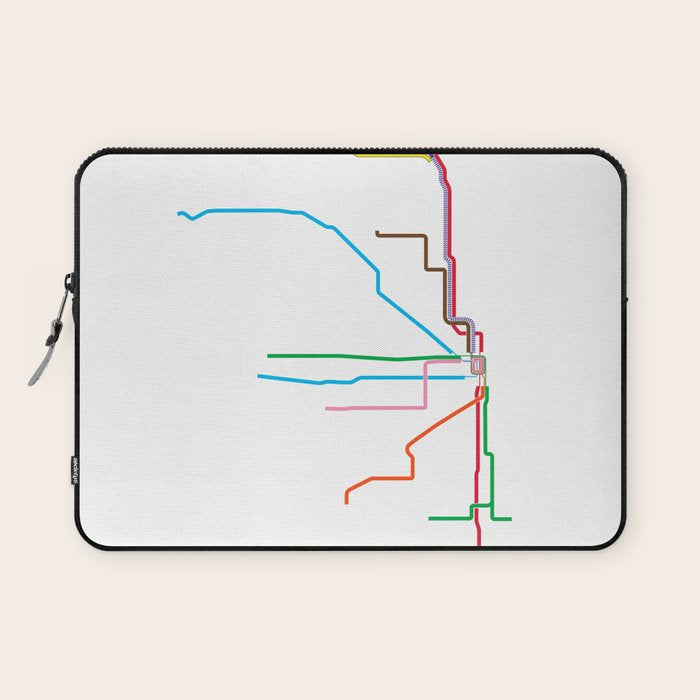 Chicago CTA Map, Chicago Train Map Art, Chicago L Train Map, Chicago Art, Chicago Wall Art, Map Art Laptop Sleeve Gallery Image 1