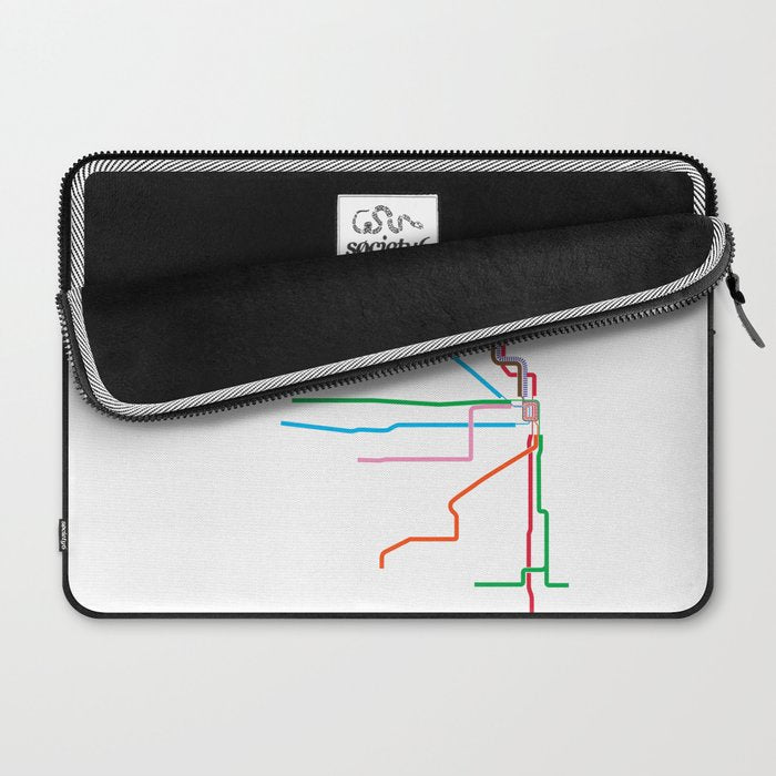 Chicago CTA Map, Chicago Train Map Art, Chicago L Train Map, Chicago Art, Chicago Wall Art, Map Art Laptop Sleeve Gallery Image 2