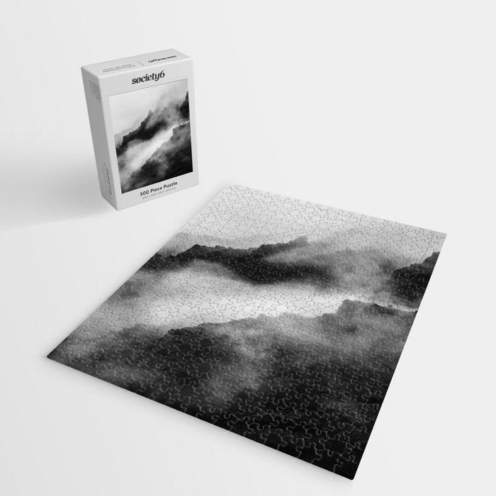 Foggy Mountains Black and White Jigsaw Puzzle Gallery Image 2