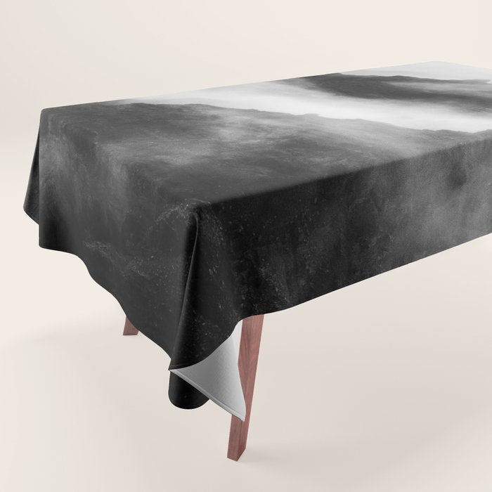 Foggy Mountains Black and White Tablecloth Gallery Image 1