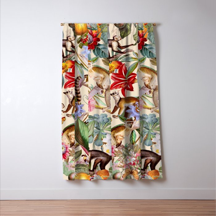 Animal and Floral Pattern Window Curtain Gallery Image 3