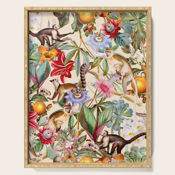 Animal and Floral Pattern Serving Tray Gallery Image 1