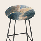 Summer Storm Clouds Antique Oil Painting Stool Gallery Image 2