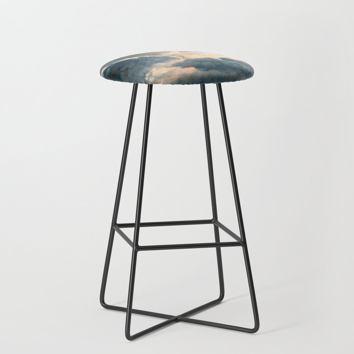 Summer Storm Clouds Antique Oil Painting Stool Gallery Image 1