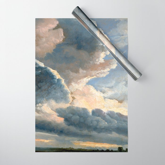Summer Storm Clouds Antique Oil Painting Wrapping Paper Gallery Image 1