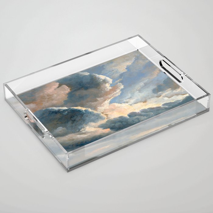 Summer Storm Clouds Antique Oil Painting Acrylic Tray Gallery Image 1