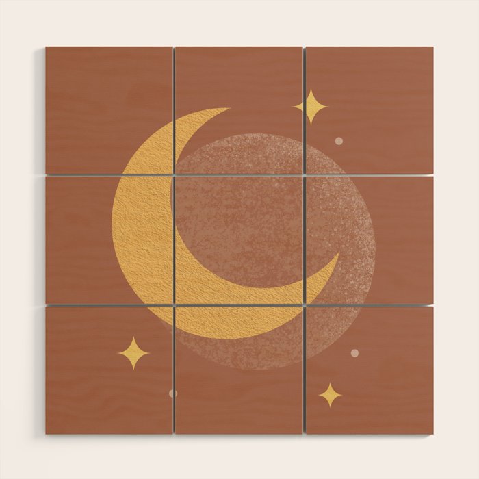 Moon Sparkle Gold - Celestial Wood Wall Art Gallery Image 1