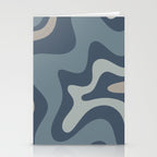 Retro Liquid Swirl Medium Square Abstract Pattern in Steel Blue-Gray Tones Stationery Card Gallery Image 2