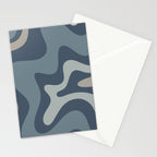 Retro Liquid Swirl Medium Square Abstract Pattern in Steel Blue-Gray Tones Stationery Card Gallery Image 2