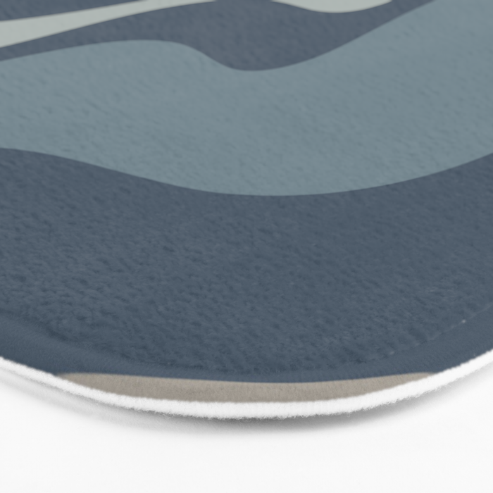Retro Liquid Swirl Medium Square Abstract Pattern in Steel Blue-Gray Tones Bath Mat Gallery Image 3