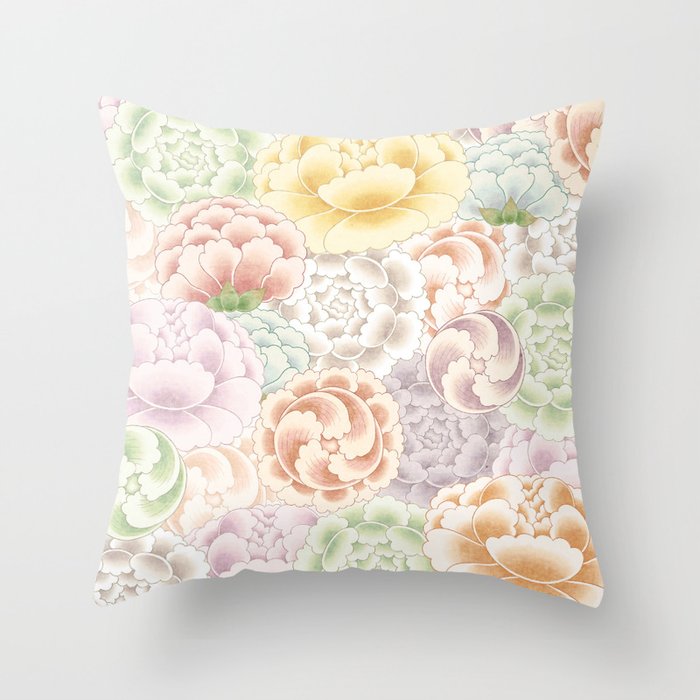 Field of peony flowers Throw Pillow Gallery Image 6