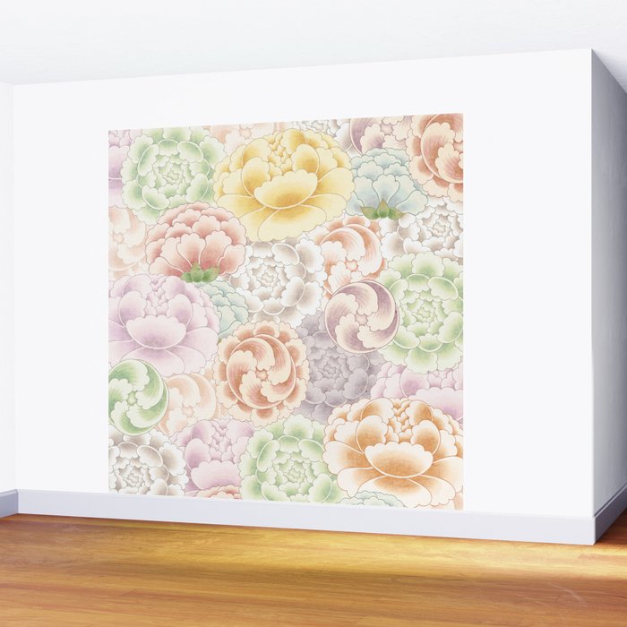 Field of peony flowers Wall Mural Gallery Image 2