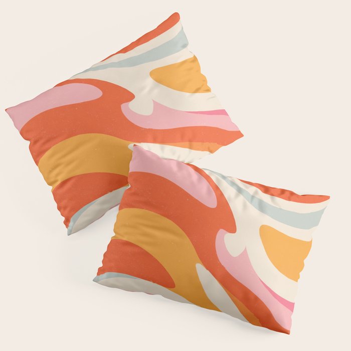 Psychedelic 70s Swirl Pattern - Retro Groovy Abstract Wave Pillow Sham Gallery Image 3