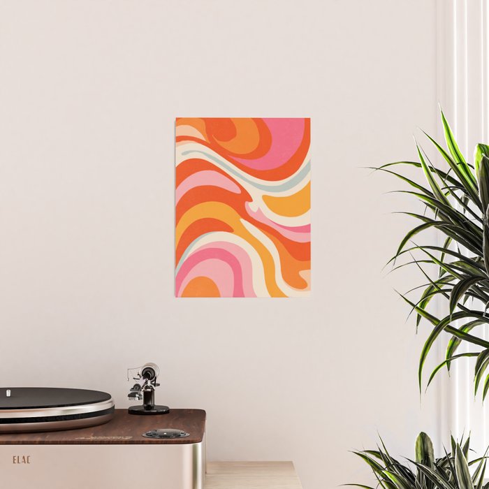 Psychedelic 70s Swirl Pattern - Retro Groovy Abstract Wave Poster Gallery Image 2