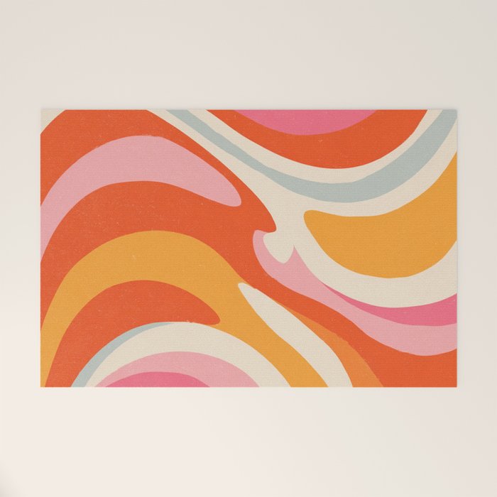 Psychedelic 70s Swirl Pattern - Retro Groovy Abstract Wave Welcome Mat Gallery Image 1