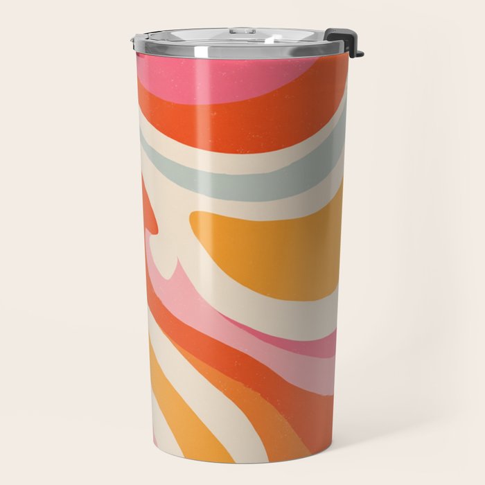 Psychedelic 70s Swirl Pattern - Retro Groovy Abstract Wave Travel Mug Gallery Image 2