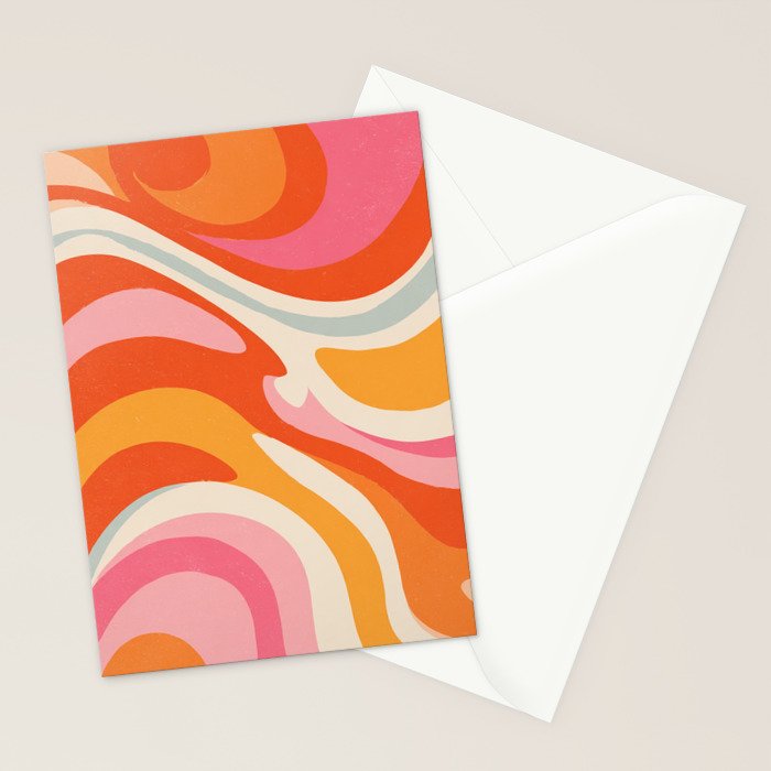Psychedelic 70s Swirl Pattern - Retro Groovy Abstract Wave Stationery Card Gallery Image 2