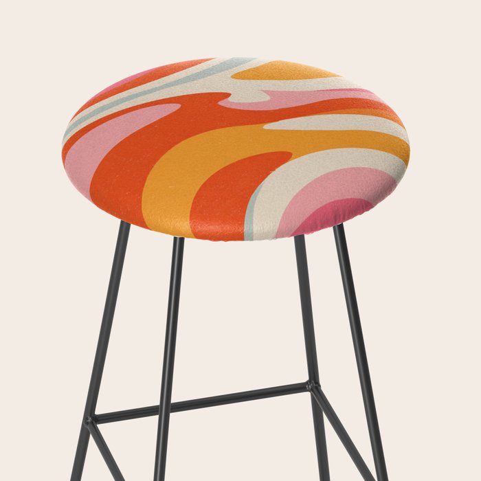 Psychedelic 70s Swirl Pattern - Retro Groovy Abstract Wave Stool Gallery Image 2