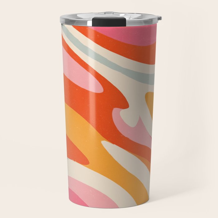Psychedelic 70s Swirl Pattern - Retro Groovy Abstract Wave Travel Mug Gallery Image 1