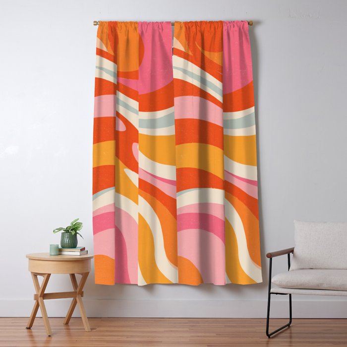 Psychedelic 70s Swirl Pattern - Retro Groovy Abstract Wave Window Curtain Gallery Image 5