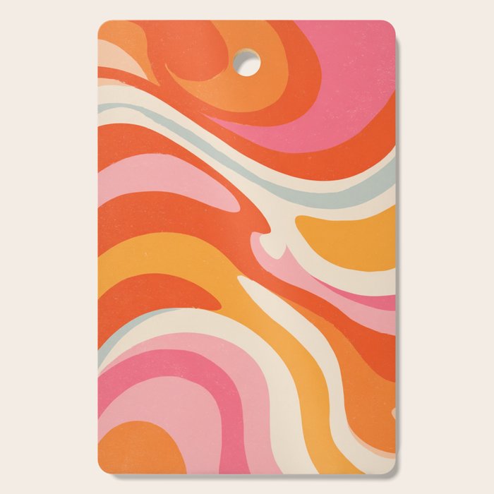Psychedelic 70s Swirl Pattern - Retro Groovy Abstract Wave Cutting Board Gallery Image 1