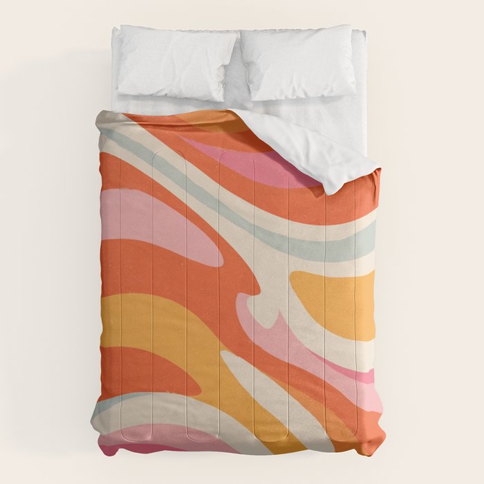 Psychedelic 70s Swirl Pattern - Retro Groovy Abstract Wave Comforter Gallery Image 6