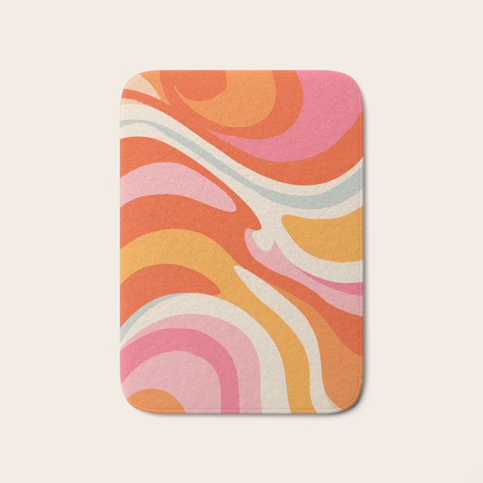 Psychedelic 70s Swirl Pattern - Retro Groovy Abstract Wave Bath Mat Gallery Image 1