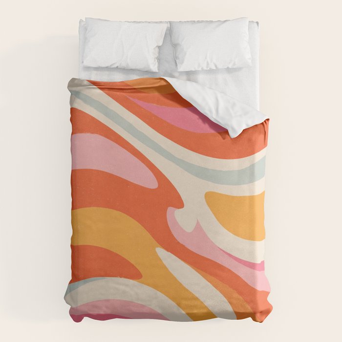 Psychedelic 70s Swirl Pattern - Retro Groovy Abstract Wave Duvet Cover Gallery Image 6
