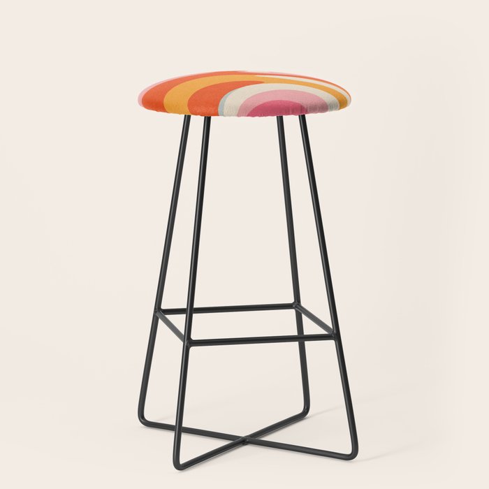 Psychedelic 70s Swirl Pattern - Retro Groovy Abstract Wave Stool Gallery Image 1