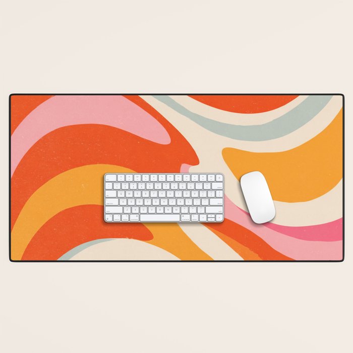 Psychedelic 70s Swirl Pattern - Retro Groovy Abstract Wave Desk Mat Gallery Image 1