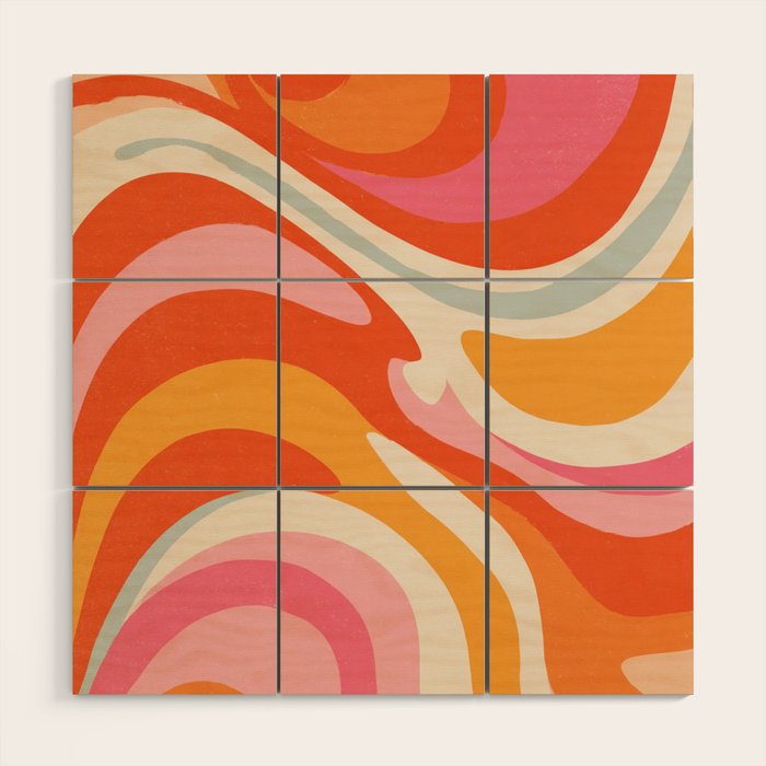 Psychedelic 70s Swirl Pattern - Retro Groovy Abstract Wave Wood Wall Art Gallery Image 1