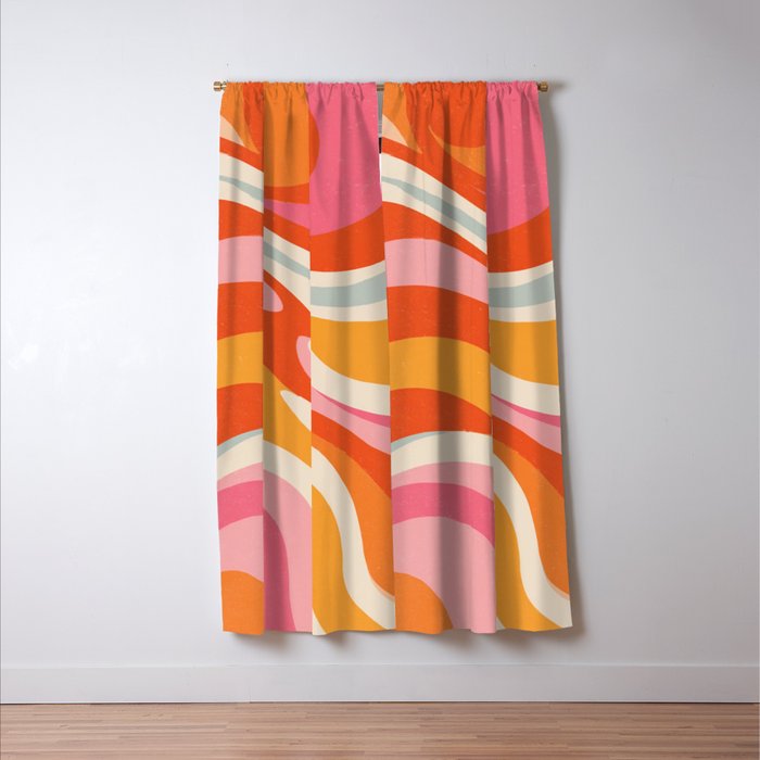 Psychedelic 70s Swirl Pattern - Retro Groovy Abstract Wave Window Curtain Gallery Image 3