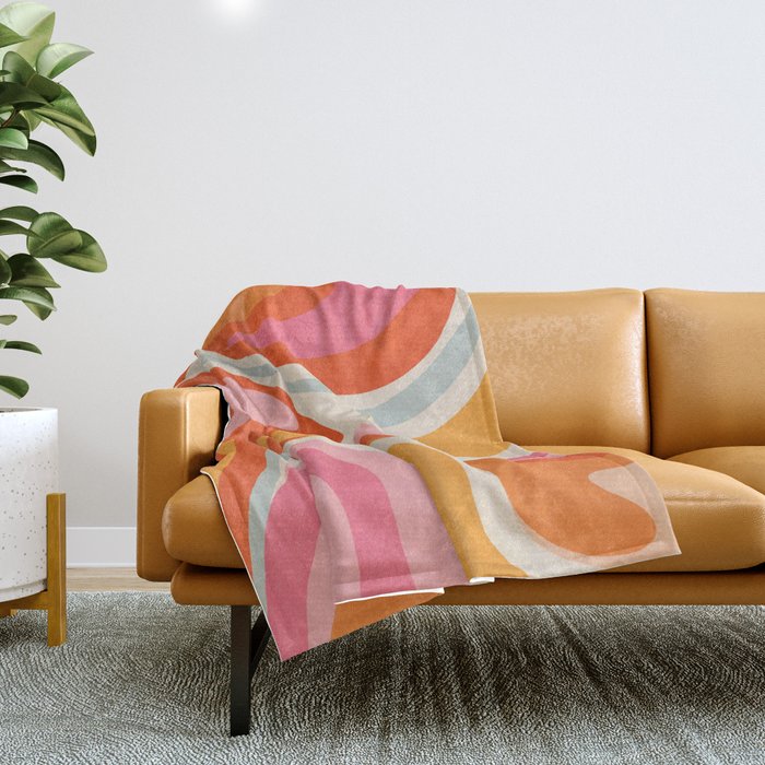 Psychedelic 70s Swirl Pattern - Retro Groovy Abstract Wave Throw Blanket Gallery Image 1
