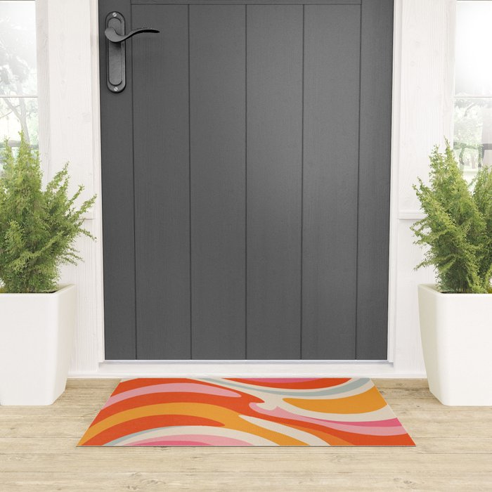 Psychedelic 70s Swirl Pattern - Retro Groovy Abstract Wave Welcome Mat Gallery Image 3